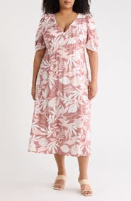 Renee C Floral Short Sleeve Empire Waist Midi Dress