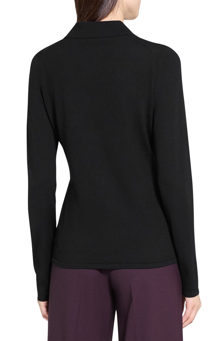 Theory Drawstring Polo Merino Long Sleeve Top, Alternate, color, 