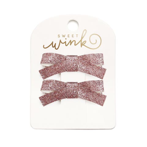Pink Glitter Bow Clip Set (Toddler, Little Kid & Big Kid)