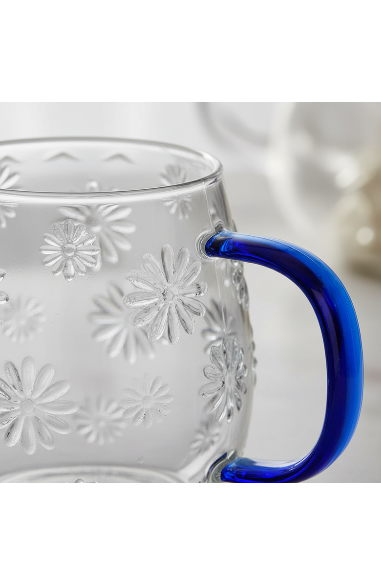 tag Flower Glass Mug Blue Glass Everyday, Alternate, color, Blue