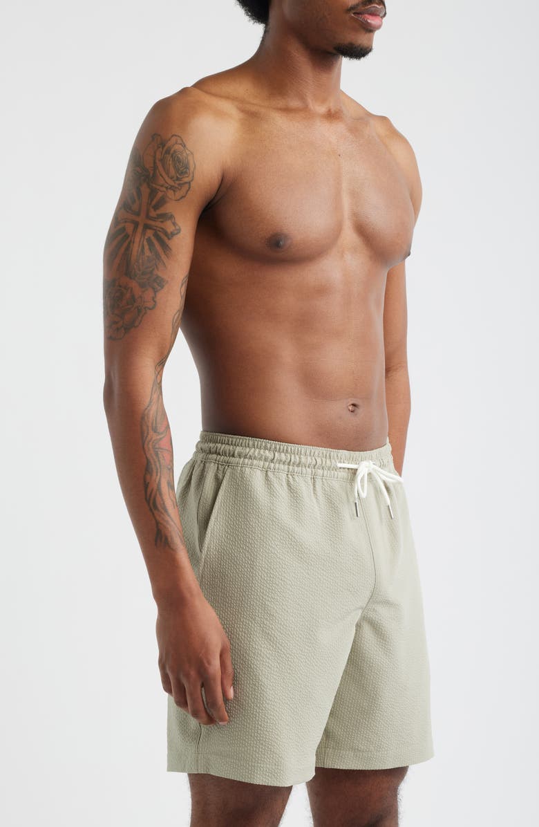 Nordstrom 7-Inch Seersucker Swim Trunks, Alternate, color, Green Seagrass