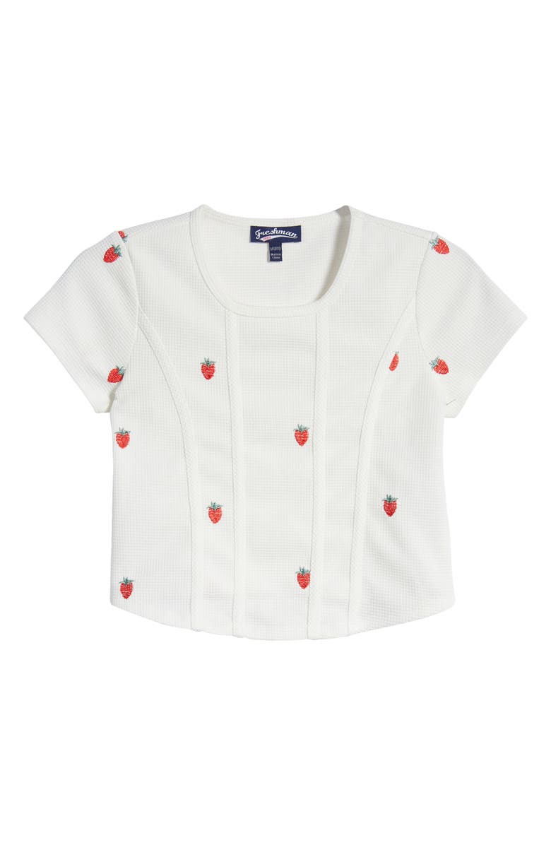 Freshman Kids' Embroidered Strawberry Seamed Top, Main, color, Strawberry Embroidery
