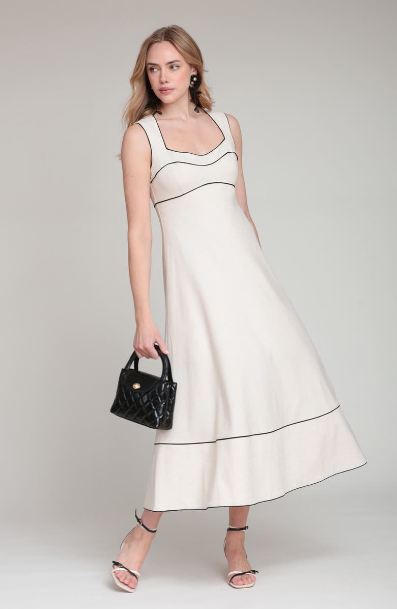 Avec Les Filles Contrast Pipe Midi Dress, Alternate, color, Cream
