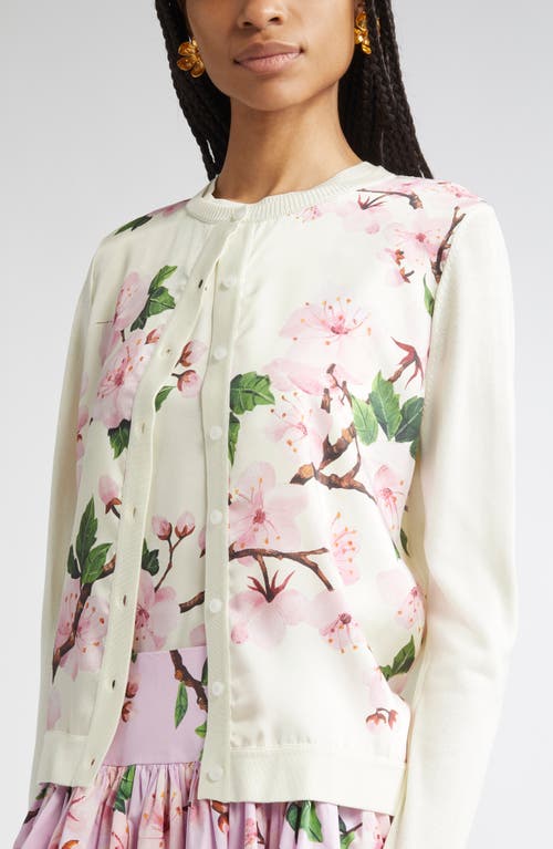 Oscar De La Renta Cherry Blossom Inset Cardigan