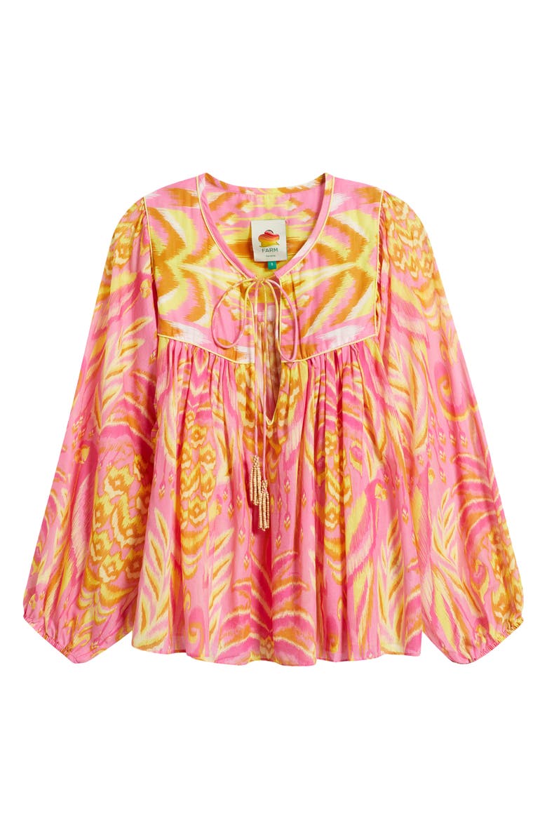 FARM Rio Pineapple Tapestry Tie Neck Top, Alternate, color, Pink