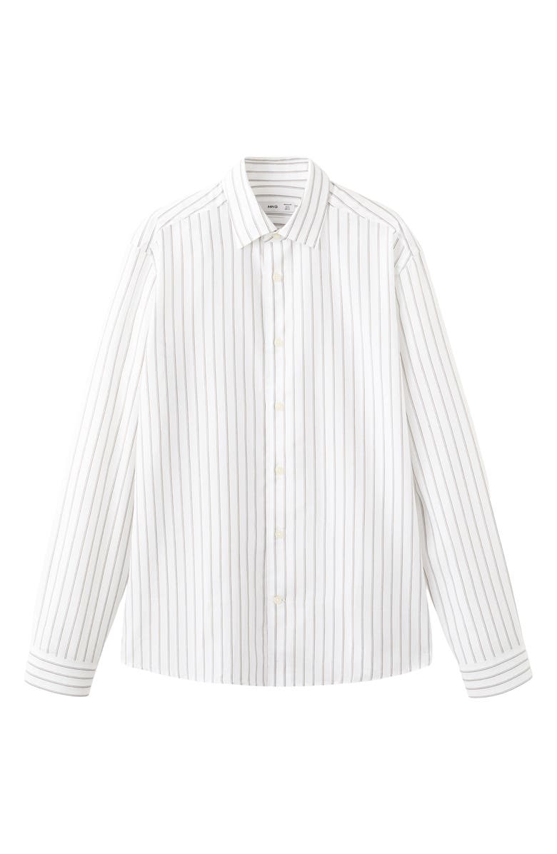 MANGO Stripe Button-Up Shirt, Alternate, color, Off White