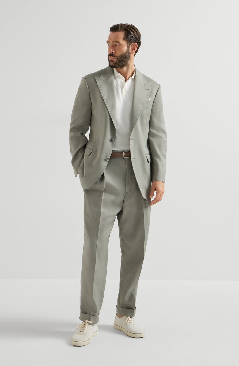 Brunello Cucinelli Rib knit polo, Alternate, color, Panama