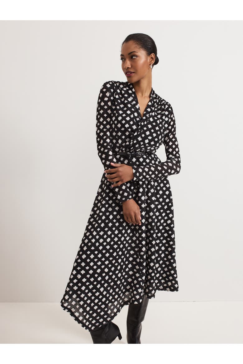 Caitlin Asymmetric Wrap Midi Dress, Alternate, color, Black