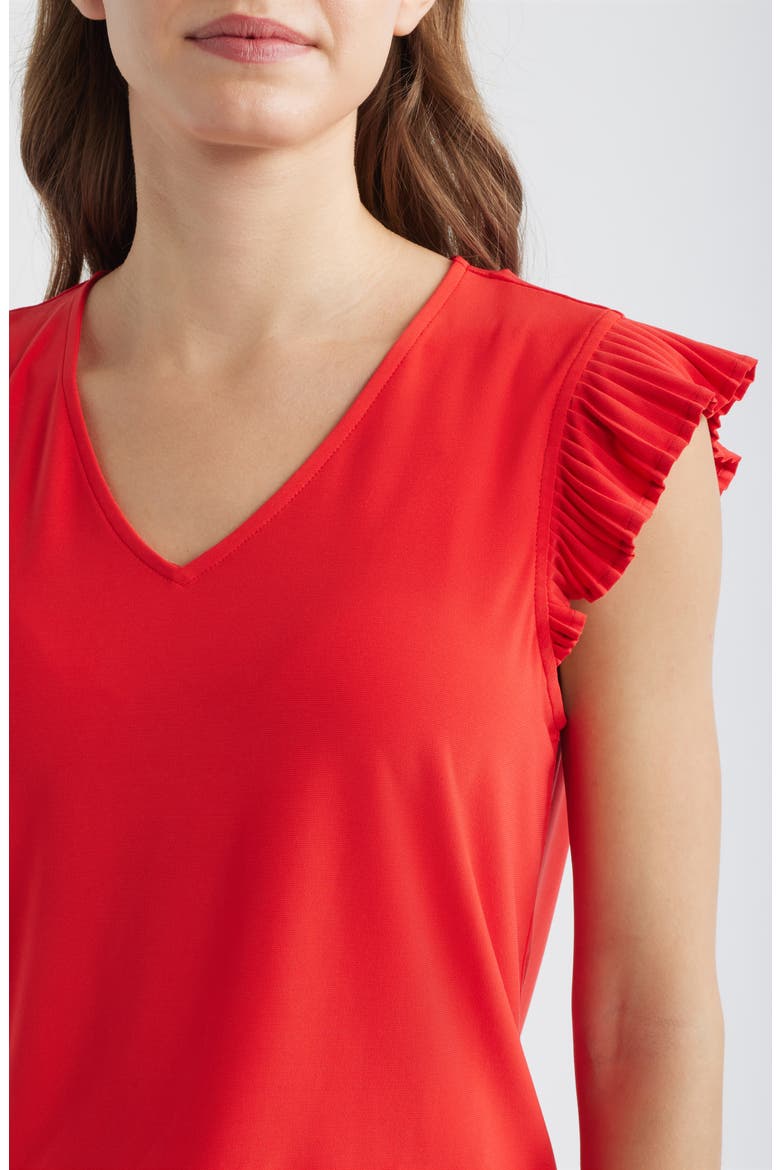 Pleated Sleeve Top, Alternate, color, BEGONIA RED
