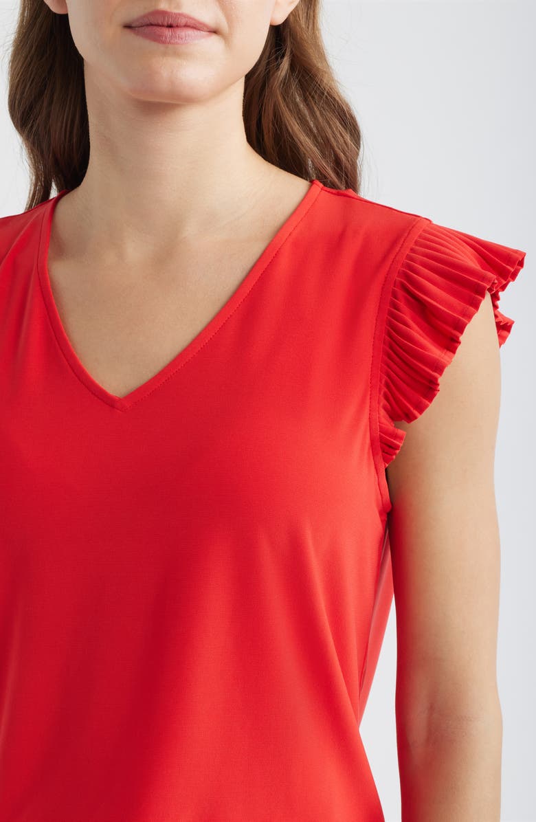 AK ANNE KLEIN Pleated Sleeve Top, Alternate, color, Begonia Red