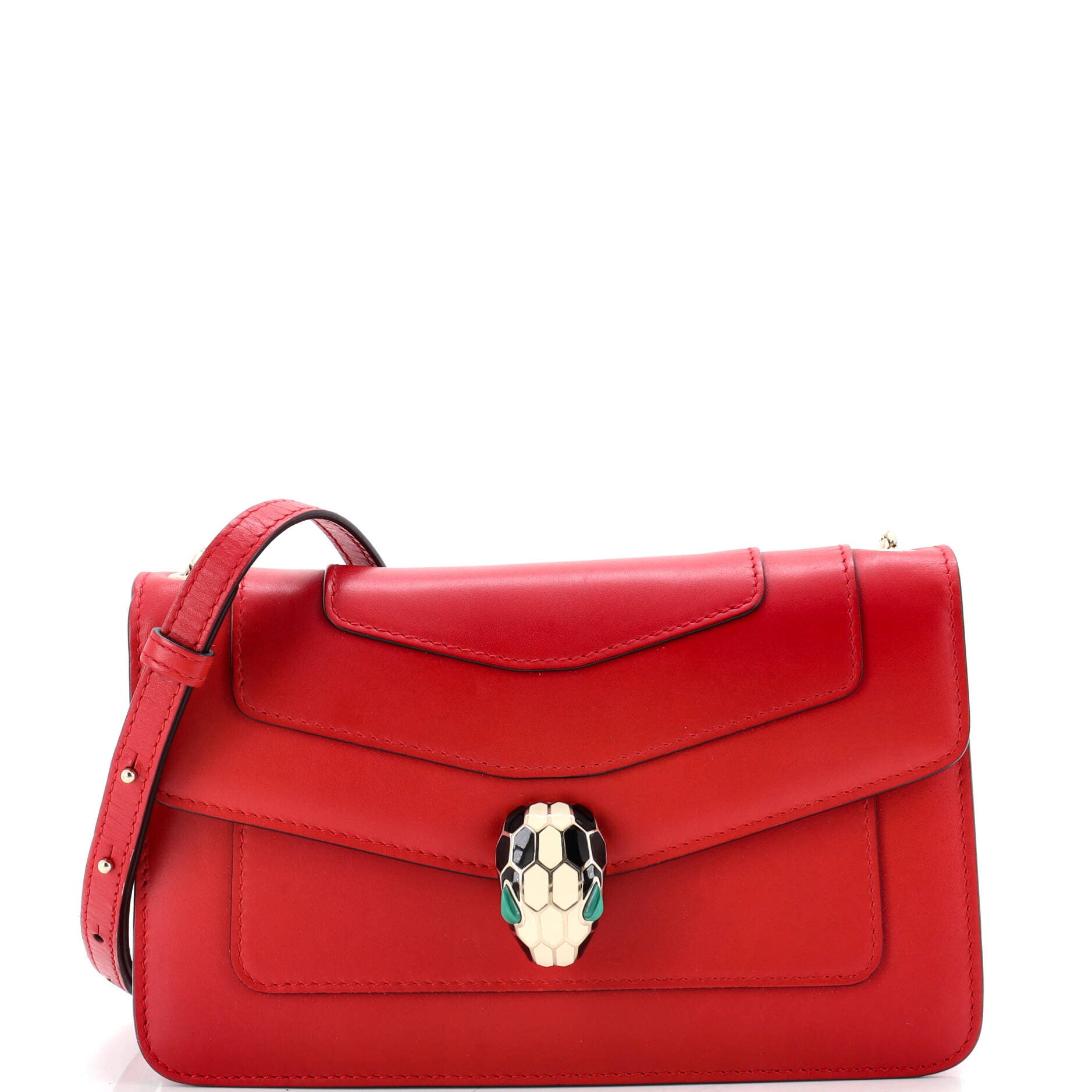 Serpenti Forever Shoulder Bag Leather Small, Main, color, Red