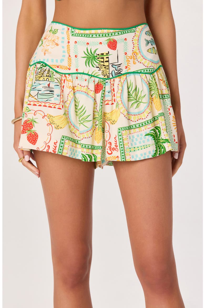 Heidi Mixed Print Shorts, Alternate, color, GREEN YELLOW FARM