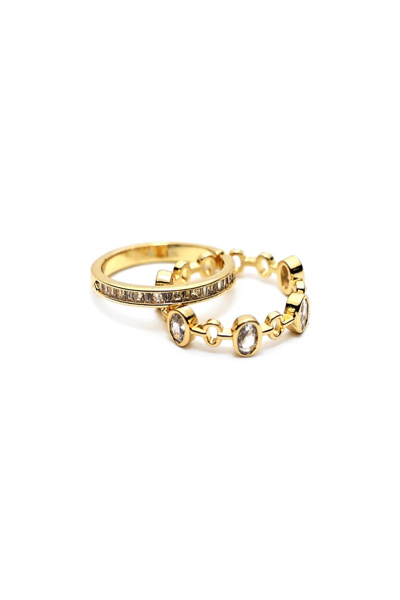 Set of 2 Cubic Zirconia Band Rings, Main, color, GOLD