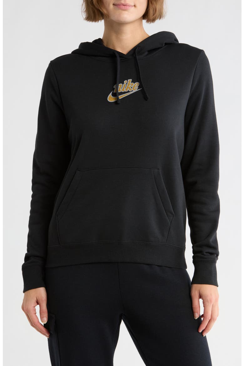 Club Logo Fleece Pullover Hoodie, Main, color, BLACK/ METALLIC GOLD