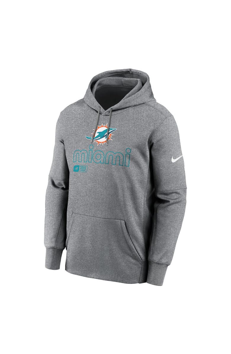 Nike Men's Nike Heather Gray Miami Dolphins Performance Pullover Hoodie, Alternate, color, Heather Gray
