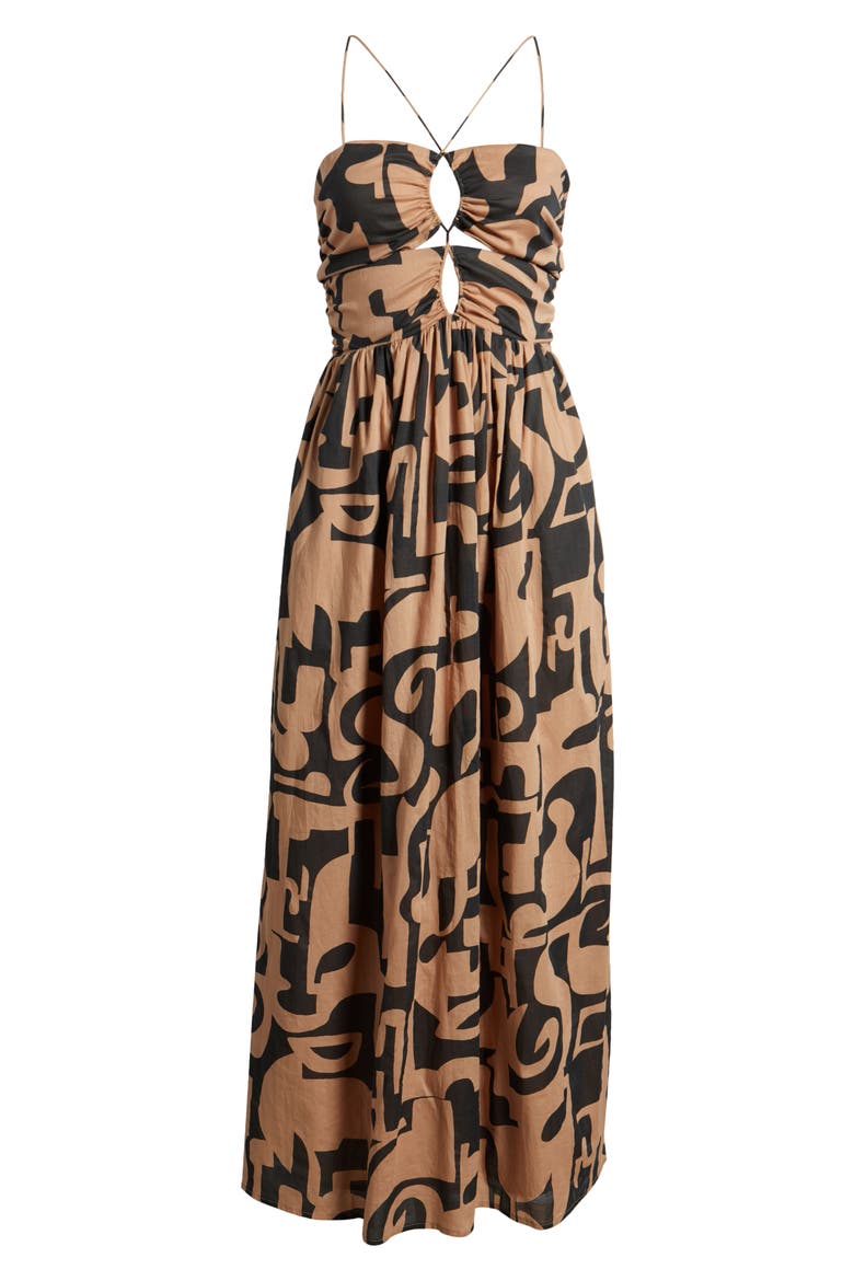 Silvia Geo Print Cutout Maxi Dress, Alternate, color, SANTORINI SAND