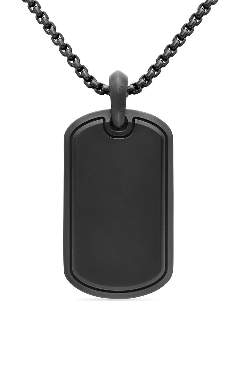 David Yurman Men's Sculpted Cable Dog Tag Pendant, Alternate, color, Black Titanium