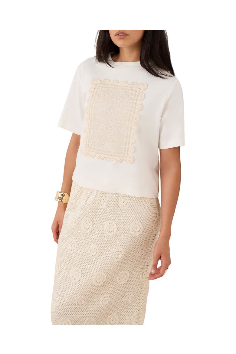 Crochet Panel T-Shirt, Main, color, Ivory