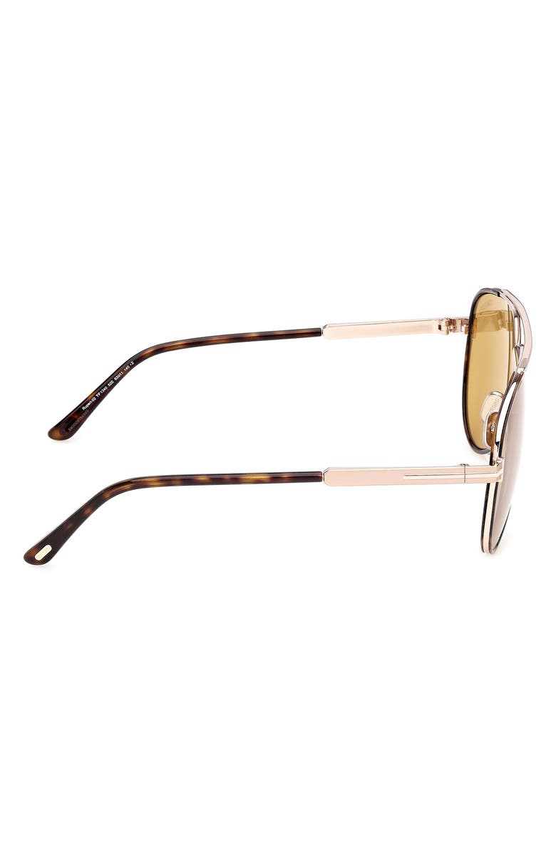 TOM FORD Rupert 63mm Pilot Sunglasses, Alternate, color, Dark Havana Rose Gold/ Vicuna