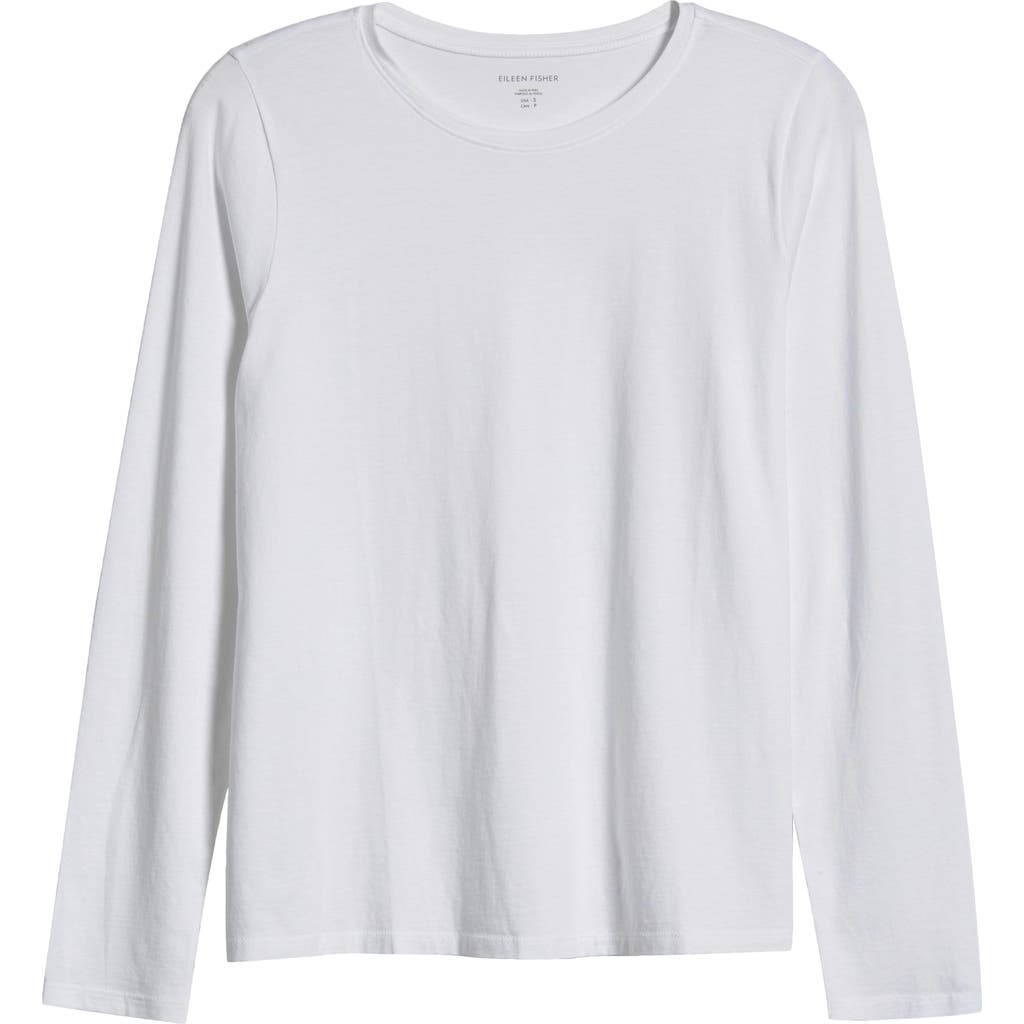 Eileen Fisher Long-sleeve Organic Cotton Jersey Tee In White