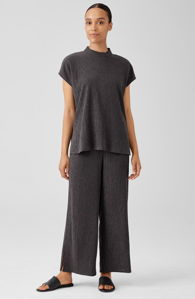 Eileen Fisher Slit Hem PlissÃ<sup>©</sup> Ankle Pants, Alternate, color, Taupe