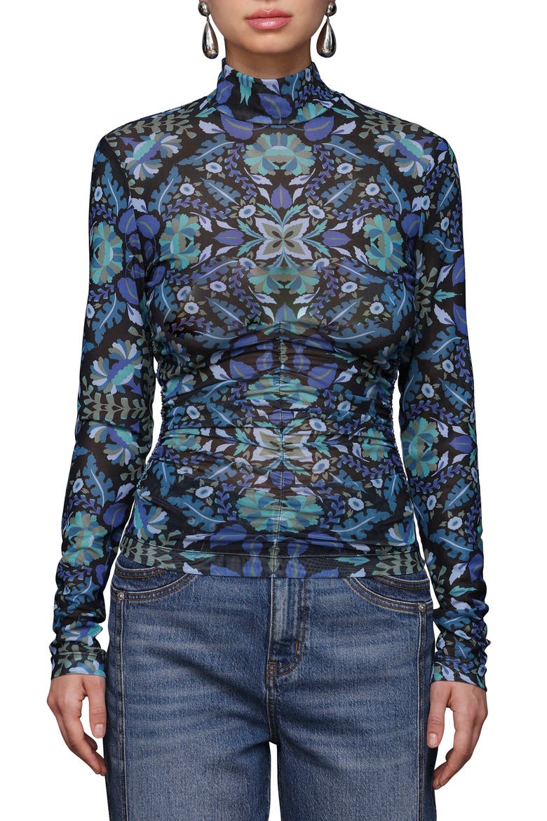 Floral Print Mock Neck Long Sleeve Shirt, Main, color, AUTUMN DITSY