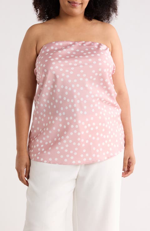 Polka Dot Strapless Tunic Top (Plus)