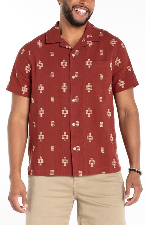 Geometric Jacquard Cotton Camp Shirt