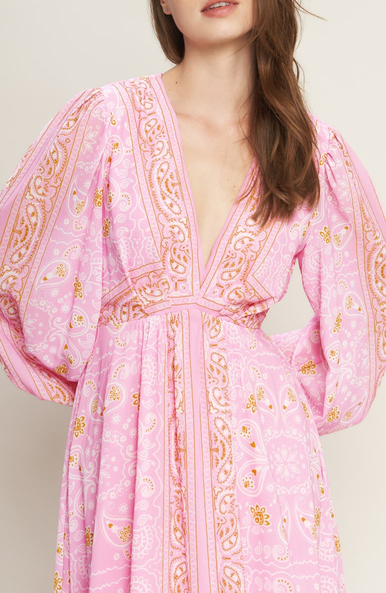 FLYING TOMATO Paisley Long Sleeve Maxi Dress, Alternate, color, Light Pink