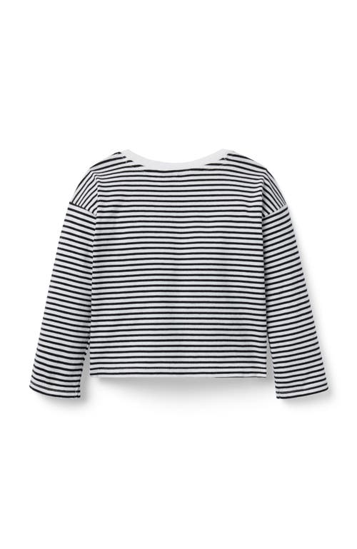 Janie And Jack Striped Bow Top In Black