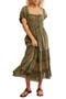 Falling Sun Puff Sleeve Midi Dress