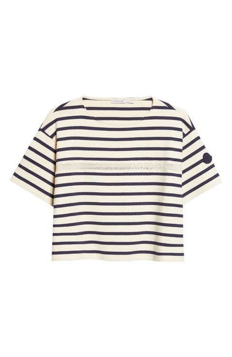 Nautical Stripe Ventilated Crop T-Shirt