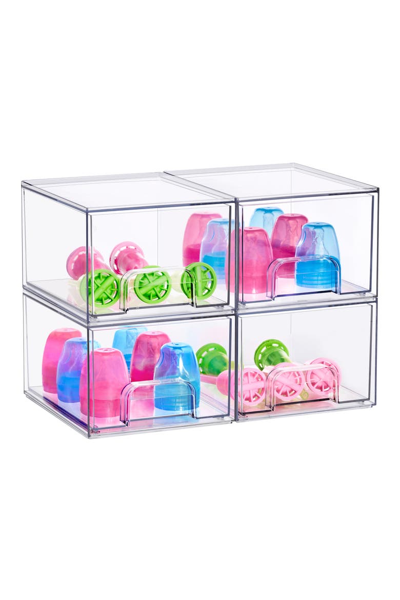 Set of 4 Small Stackable Storage Drawers, Alternate, color, NO COLOR