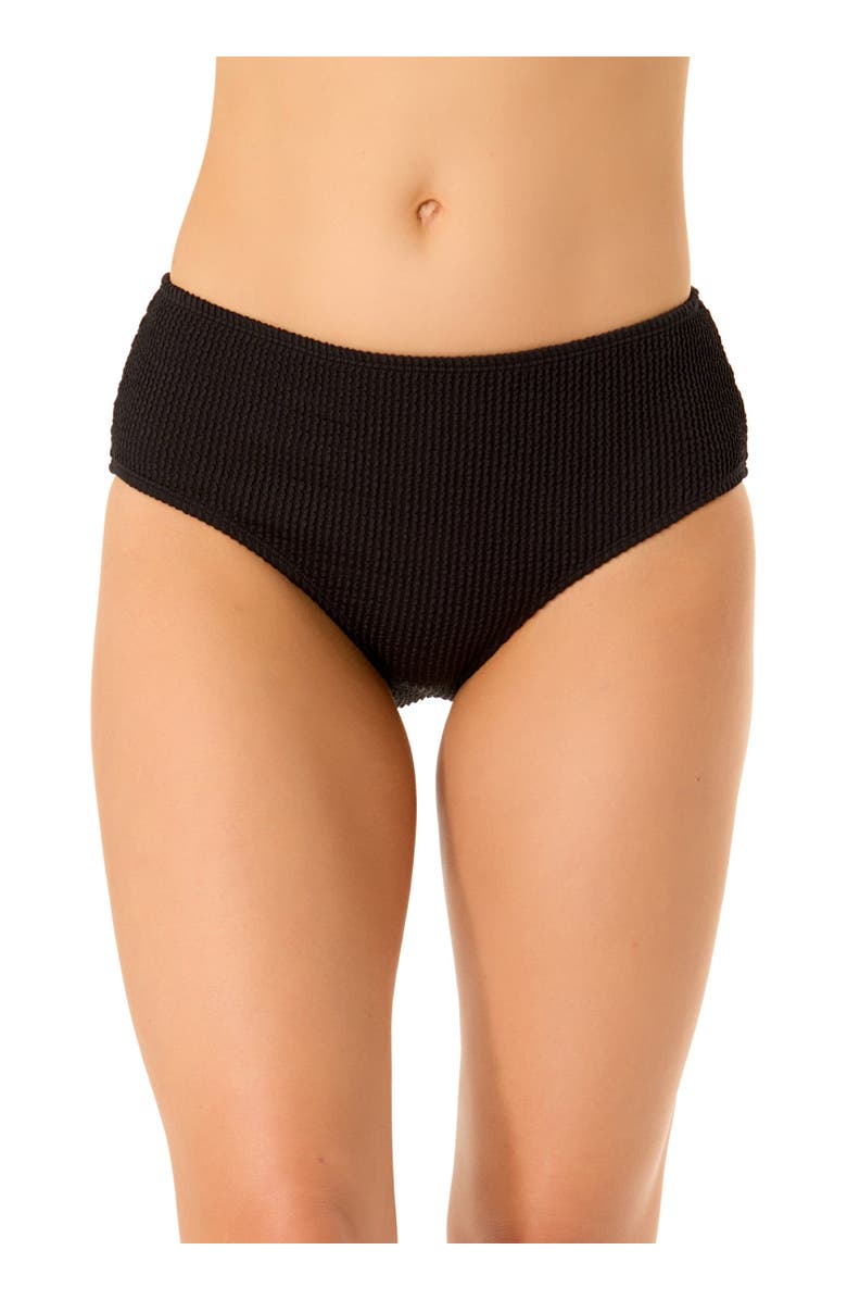 Anne Cole Women's Live In Color Textured Midrise Swim Bottom, Main, color, Black