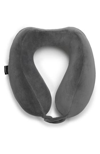 Brookstone Ultra Dorm Memory Foam Neck Pillow In Gray