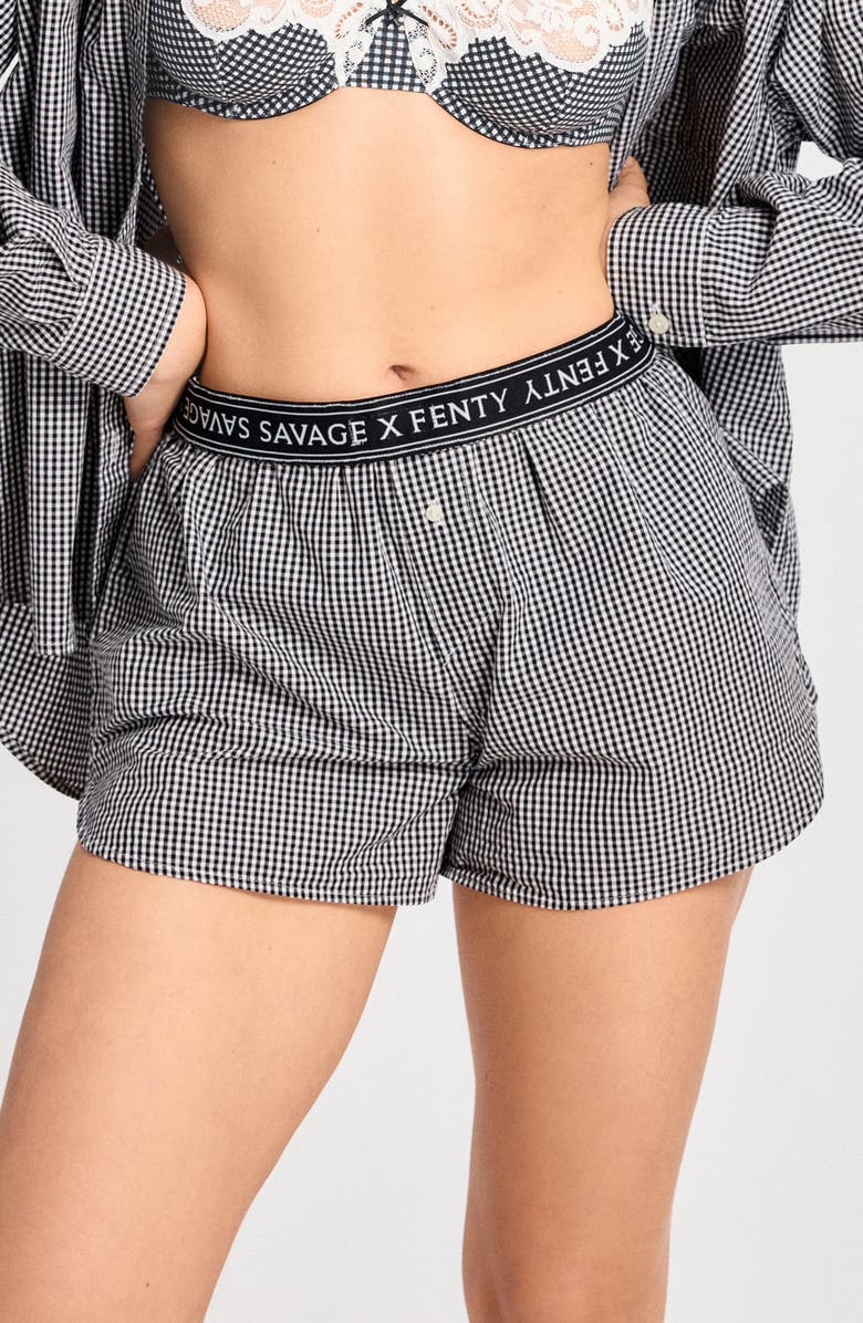 SAVAGE X FENTY Kickback Casuals Pajama Boxers, Main, color, Black Caviar Check Effect