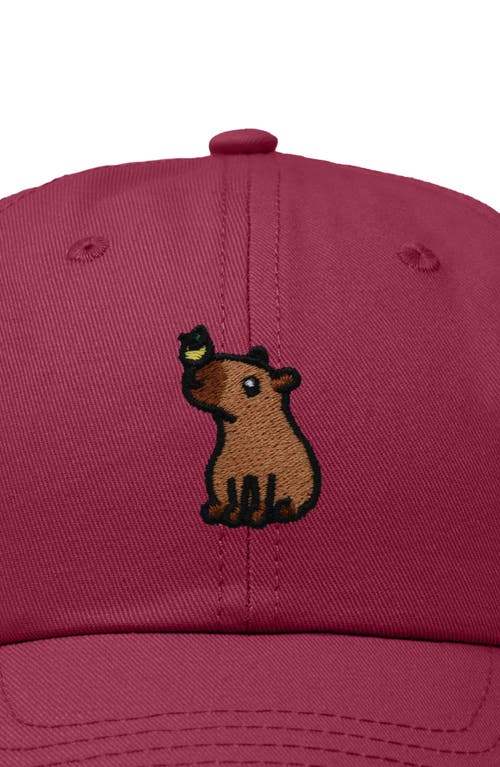 Dalix Capybara Embroidered Everyday Hat In Maroon