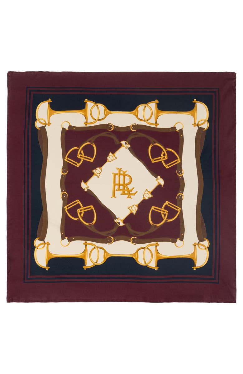 Lauren Ralph Lauren Equestrian Square Silk Scarf, Main, color, Dark Garnet