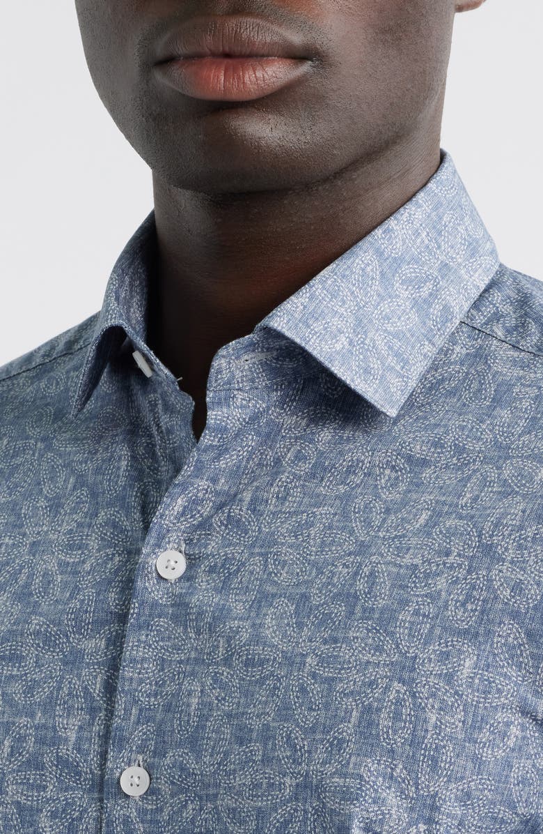 Robert Barakett Roland Short Sleeve Button-Up Shirt, Alternate, color, Blue