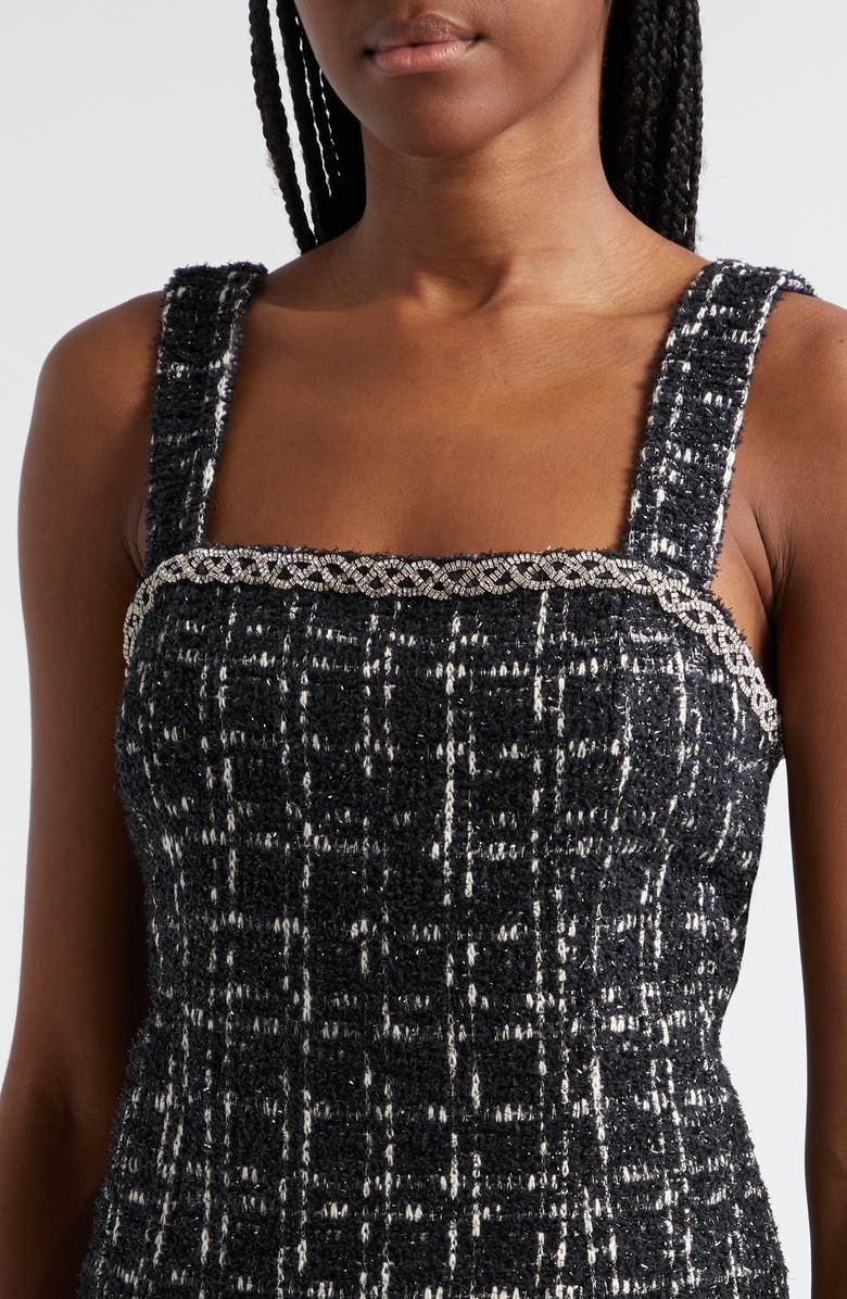 Alice + Olivia Liran Embellished Tweed Minidress, Alternate, color, 
