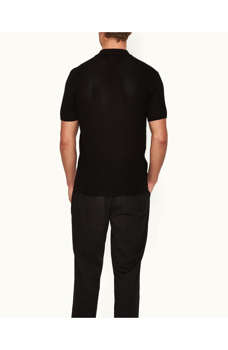 Orlebar Brown Roddy Tailored Fit Open Mesh Stitch Polo Shirt, Alternate, color, Black
