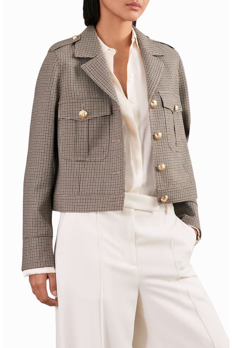 Jaque Houndstooth Check Wool Jacket, Main, color, NEUTRAL CHECK