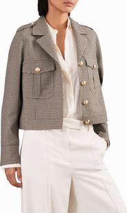 Reiss Jaque Houndstooth Check Wool Jacket
