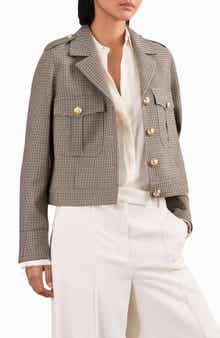 Reiss Jaque Houndstooth Check Wool Jacket