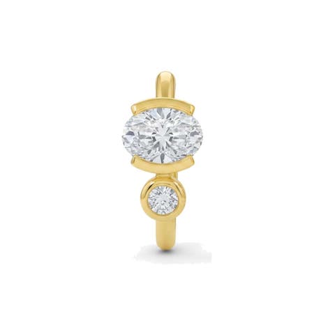 Lab Grown Diamond Oval X Solitaire Ear Cuff 14K