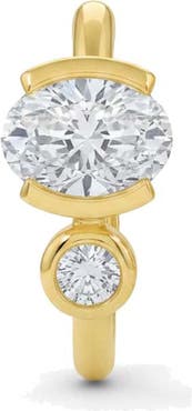 BY ADINA EDEN Lab Grown Diamond Oval X Solitaire Ear Cuff 14K