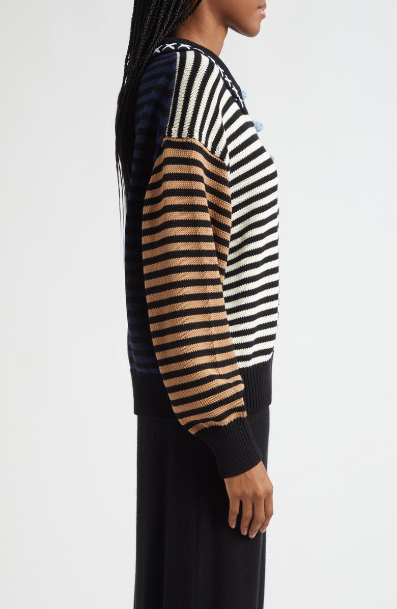 YanYan Bao Colorblock Stripe Long Sleeve Knit Cotton Polo, Alternate, color,