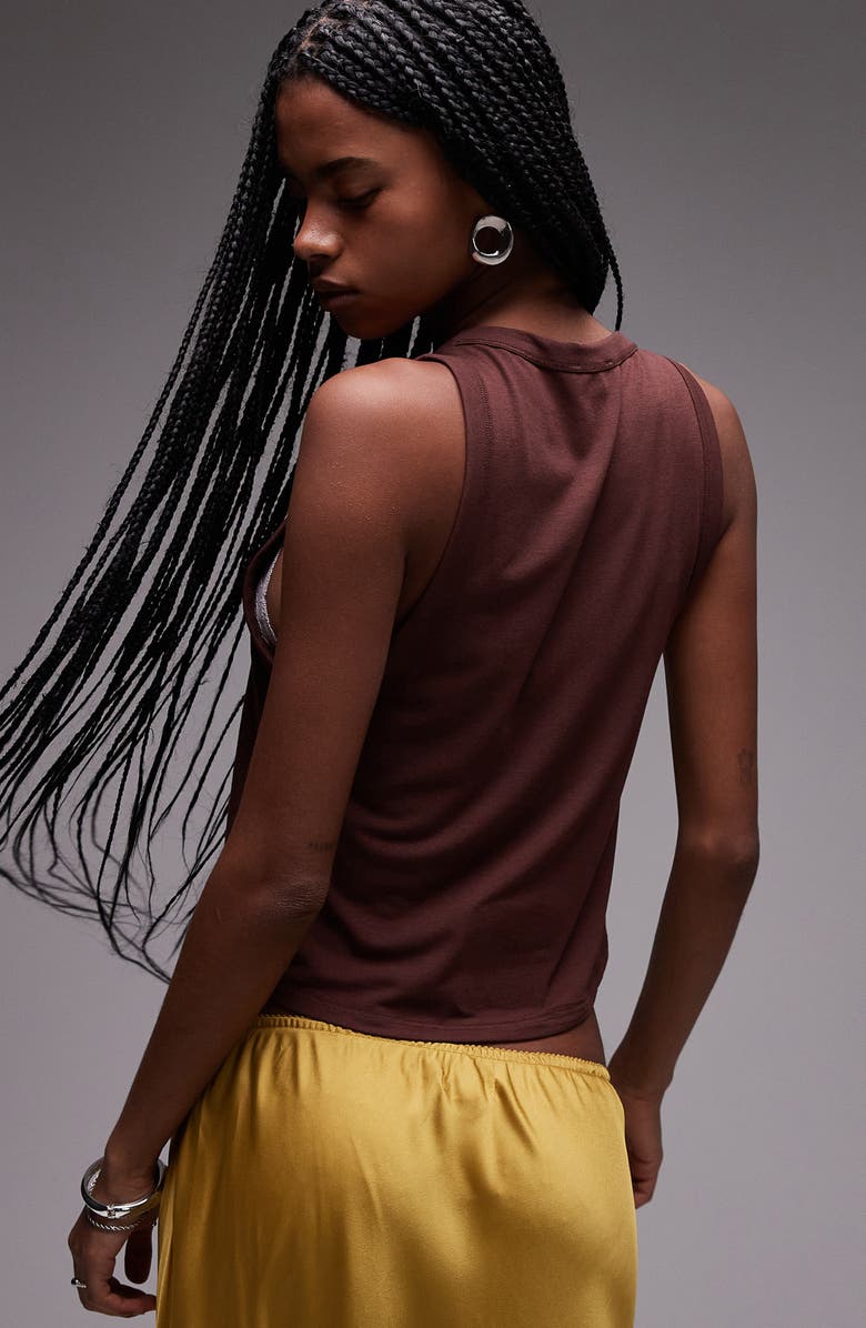 Topshop Loose Fit Crewneck Tank, Alternate, color, Brown