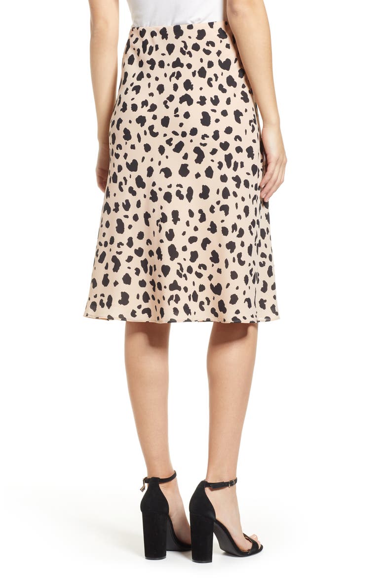 Leopard Print Midi Skirt, Alternate, color, KHAKI/ BLACK