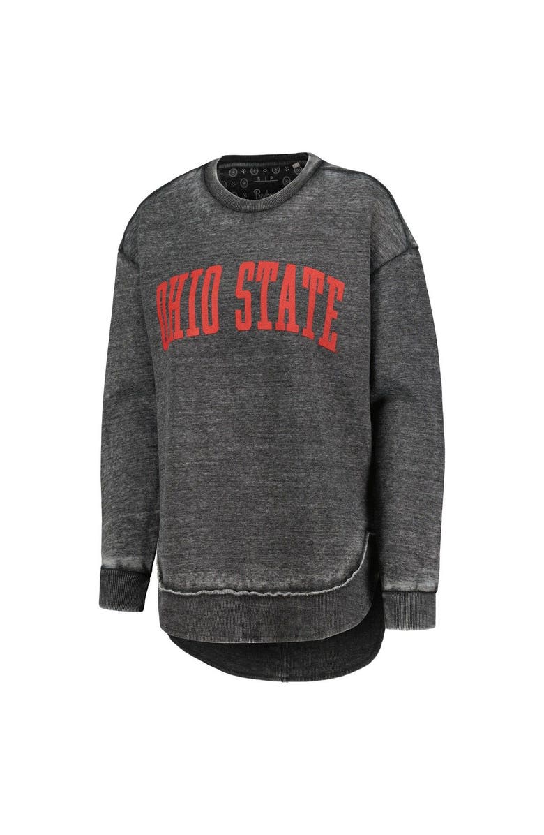 PRESSBOX Women's Pressbox Black Ohio State Buckeyes Vintage Wash Pullover Sweatshirt, Alternate, color, 